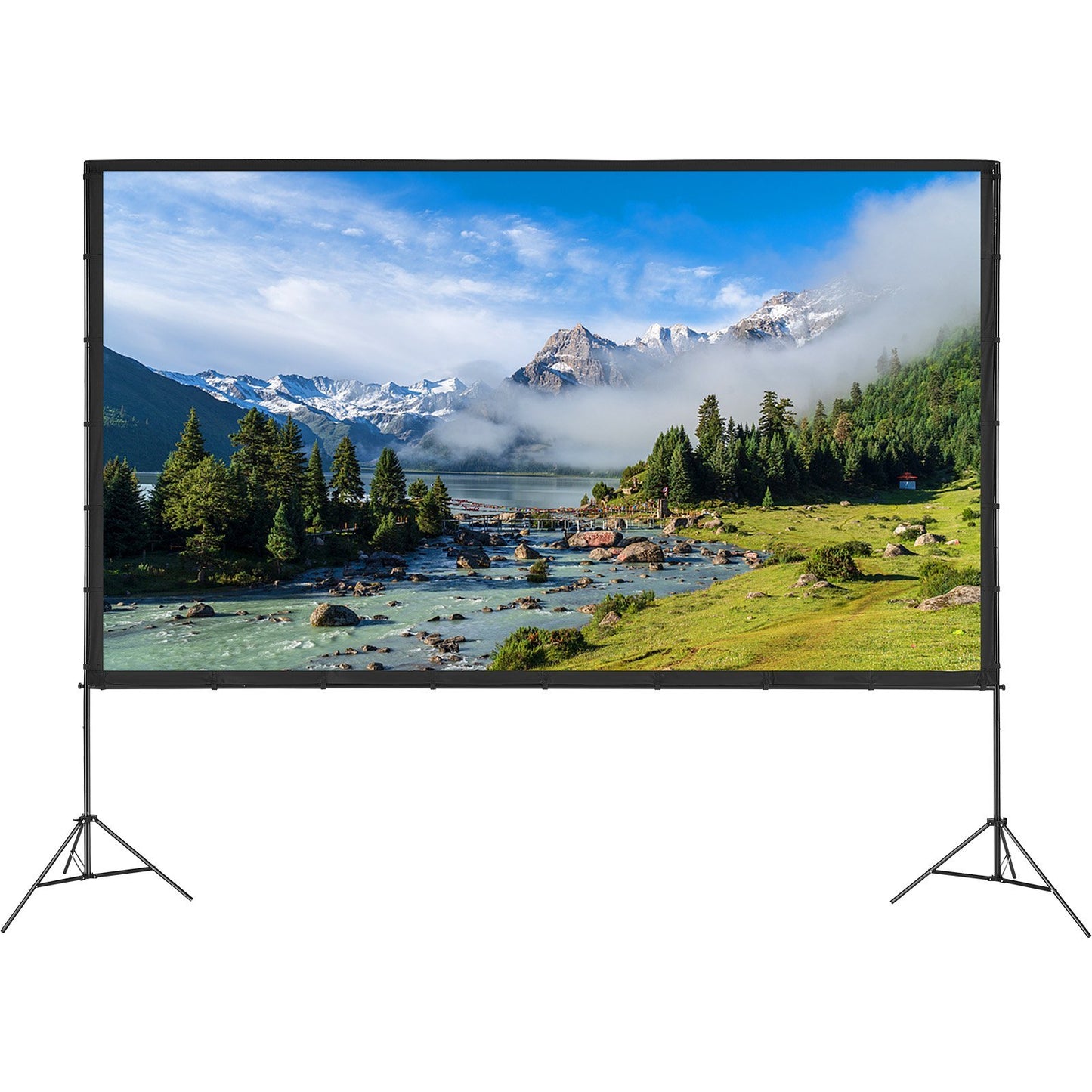 Projector Screen With Stand, 150 Inch 16 9 4K 1080 HD Outdoor Movie Screen With Stand, Wrinkle-Free Projection Screen With Tripods And Carry Bag, For Home Theater Cinema Backyard Movie Night